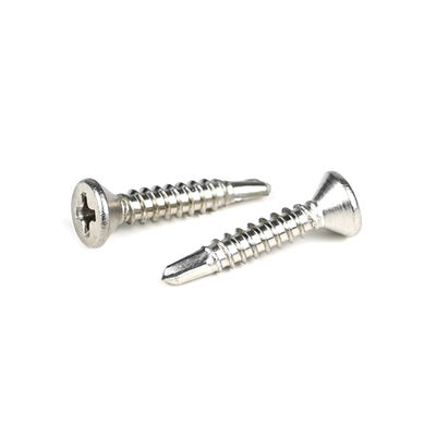 Parafusos de auto-perfuração de cabeça plana de aço Phillips Cross Recess Countersunk para fixação de metais