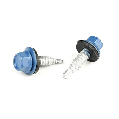 6.3x22 cabeça hexadecimal parafuso de auto-perfuração aço inoxidável bi-metal telhado parafusos de costura em azul