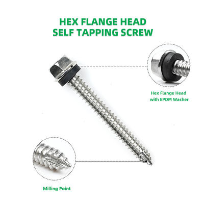 Escudo de telhado de aço inoxidável auto-perfuração de flange de tubulação de parafuso com máquina de lavar para as necessidades