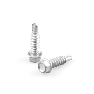 SCM435 Unitek Sus304 Sus410 Hex Washer Self Drilling Screw St6.3x25 para placa de fibra de cimento