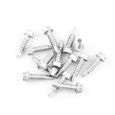 SCM435 Unitek Sus304 Sus410 Hex Washer Self Drilling Screw St6.3x25 para placa de fibra de cimento