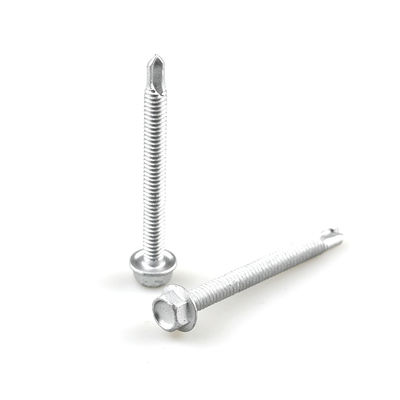Flanca de revestimento de instalação Tornos de auto-perfuração de cabeça hexagonal SS304 Bi Metal Screw Drill Tail Screw 6.3x65mm
