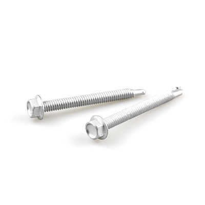 Flanca de revestimento de instalação Tornos de auto-perfuração de cabeça hexagonal SS304 Bi Metal Screw Drill Tail Screw 6.3x65mm
