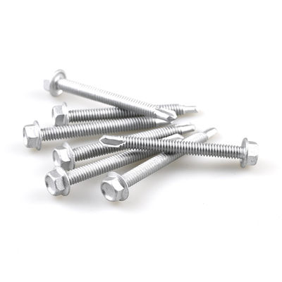 Flanca de revestimento de instalação Tornos de auto-perfuração de cabeça hexagonal SS304 Bi Metal Screw Drill Tail Screw 6.3x65mm