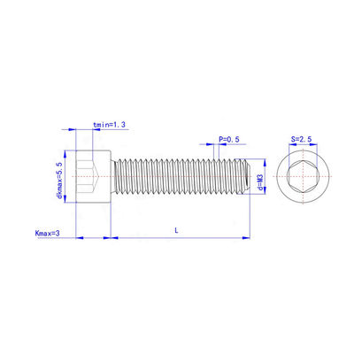 GB Standard M3-M12 304 aço inoxidável Hex Socket Fillister Cap Head Threaded Bolt A2-70