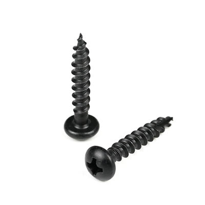 Cabeça de panela redonda Phillips Chapas de madeira de placas de madeira preto parafusos de aço inoxidável para revestimento de parede parafusos T/T Pagamento