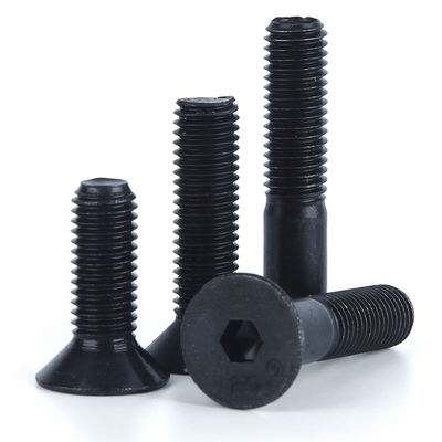 Ferro de óxido de carbono preto, parafusos hexadecimais planos, parafusos com fio integral, grau 10.9 DIN7991