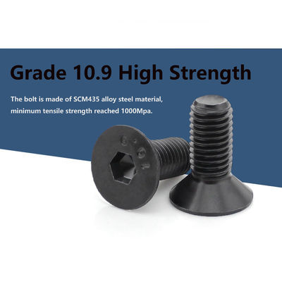 Aço de carbono DIN7991 M5 Óxido Negro Soquete Flat Hex Bolto 12.9 Cabeça Controladora Hexágono