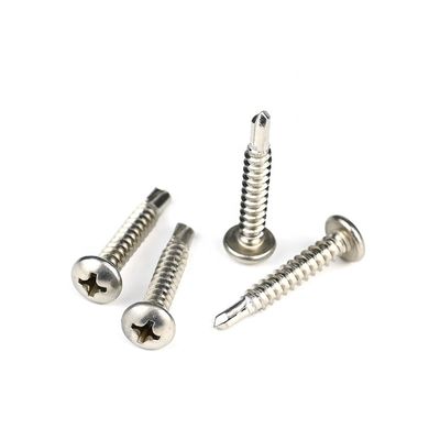 Instalação SUS304 Ferro inoxidável para parafusos de perfuração automática de cabeça de panela em reboque Phillips Cross Metal