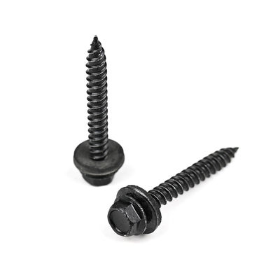 Parafusos de parede seca com cabeça de flange de aço inoxidável hexadecimal revestido com ruspert preto com lavadora Epdm