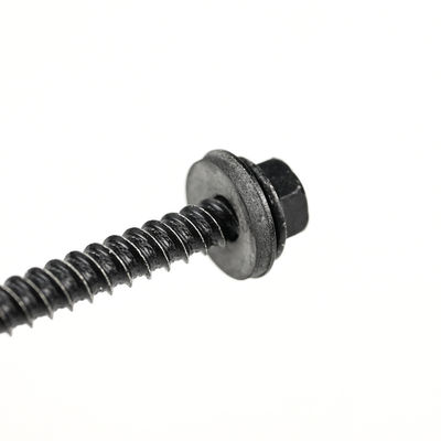 Parafusos de parede seca com cabeça de flange de aço inoxidável hexadecimal revestido com ruspert preto com lavadora Epdm