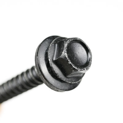 Parafusos de parede seca com cabeça de flange de aço inoxidável hexadecimal revestido com ruspert preto com lavadora Epdm