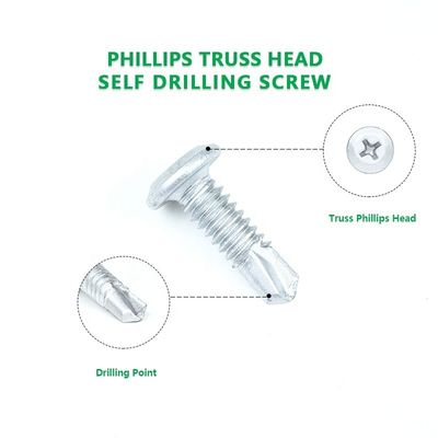 Estrutura de aço Phillips Truss cabeça de aço inoxidável parafusos de auto-aperto parafusos Tek Metal