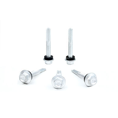 Parafusos de telhado de cabeça de flange hexadecimal amarelo M5.5 X 38 Parafusos de metal de auto-perfuramento Tek 5 Parafusos de auto-perfuração para telhado