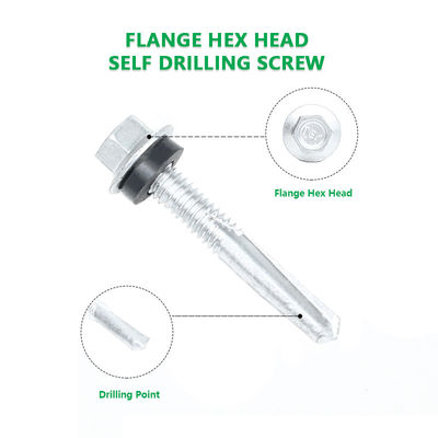 Ruspert acabamento de aço inoxidável cabeça de flange hex auto-aperto parafuso SUS410
