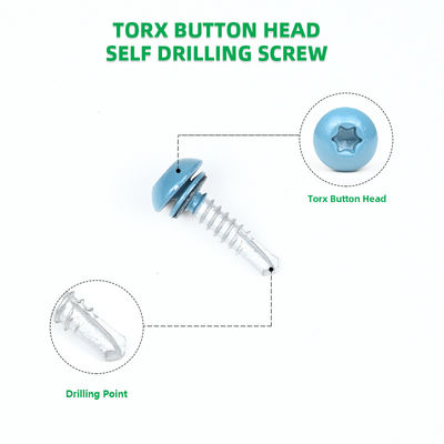 SS410 Parafuso de telhado de corrosão de aço inoxidável de cor 1' Pan Head Torx Parafuso de auto-perfuração com máquina de lavar