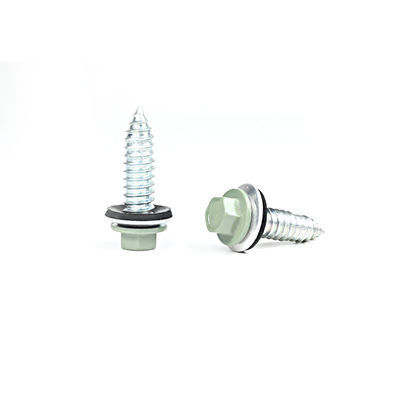 Parafusos de chapa de metal revestidos de zinco cabeça hexadecromática para auto-perfuração parafusos de perfuração com lavadora de borracha