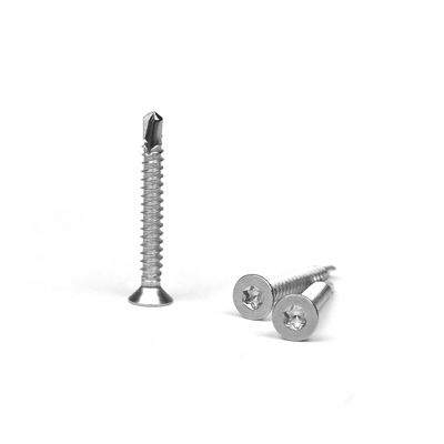 Parafusos de auto-perfuração de aço inoxidável amarelo Sus 304 Csk Torx cabeça plana Inox 3,9x25mm