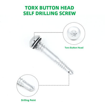 Cabeça de panela Ruspert revestido 16 / 12 x42 Botão Torx Sds Parafuso para painel de metal para purlin