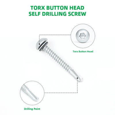 Raspert Button Torx 12x45 Parafuso de auto-aperto para telhado para moldura de aço inoxidável