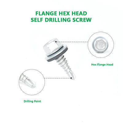 1/4 x 7/8' de aço inoxidável, revestido com liga de zinco Hex Flange Purlin para sistema de envelopes de edifícios