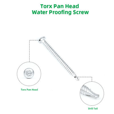 6.3x65 TPO PVC Ply Membrana Aço Inoxidável 304 Bi-Metal Torx Botão cabeça parafusos à prova d'água