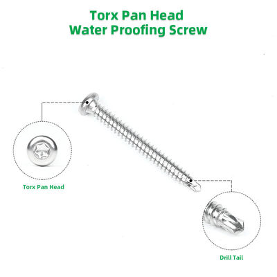 Plain 6.3x55 SUS410 Pan Torx Star Screw cabeça de botão de aço inoxidável para membrana Epdm de telhado