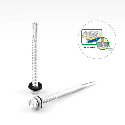 12 x 75 Ruspert parafusos de telhado auto-perfurados com material bimetal de lavadora ligada a metal