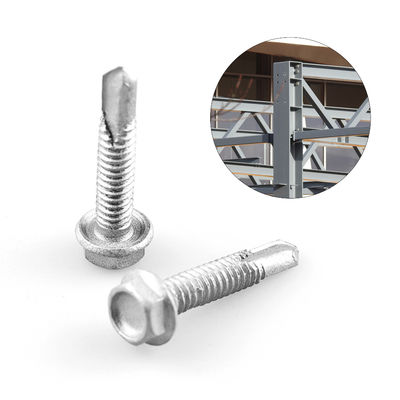 Revestimento padrão 4.8x25 Hex Flange Bimetal de aço inoxidável Hex Head Self-Boring Screws For Steel Frame Joint