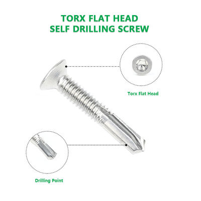 Instalação 5.5x32 Torx de aço inoxidável Csk cabeça Tek para fixação de madeira para purlin