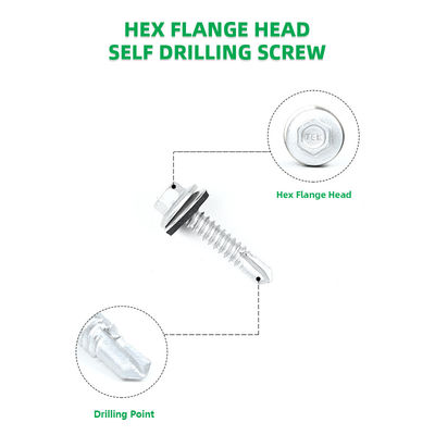6.3x32 Fluorocarbonos de cozimento Hex Lavadora Flange para telhado parafuso de metal com cabeça de flange Hex