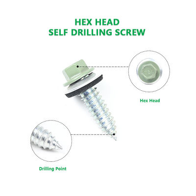 100% QC Test Liga de zinco revestido 11/32x1/4' Hex Head Sheet Metal Screw para clarabóia