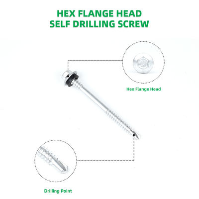 Sistema de Envelope de Estrutura de Aço Parafuso de Autoperfuração 12 X68 com Flange Impermeável INCH