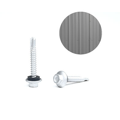 Parafuso de auto-perfuração revestido com liga de zinco à prova d'água 12 X38 Hex Flange para painel de revestimento de parede